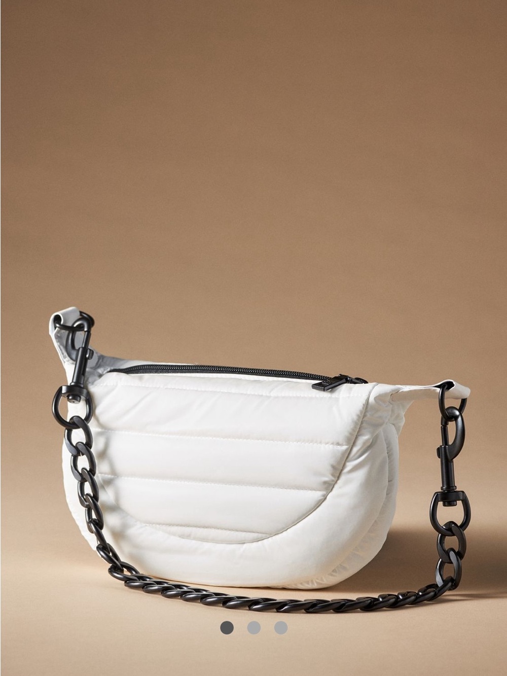 Anthropologie White Quilted Shoulder Bag with Black Chain